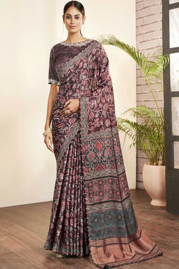 Buy Red Gajji Silk Hand Block Print Saree With Unstitched Blouse Piece For  Women by Geroo Jaipur Online at Aza Fashions.