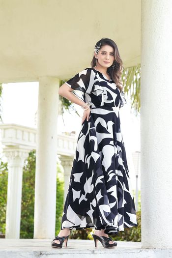 Georgette Readymade Gown with Printed work GW05648909