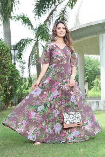 Georgette Readymade Gown with Printed work GW05648928