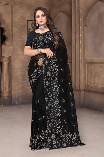 Georgette Saree with Embroidery work SR05649483