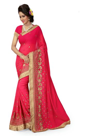 Georgette Saree with Embroidery work SR05649319