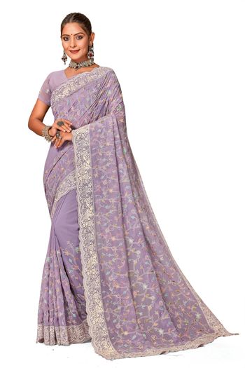 Georgette Saree with Embroidery work SR05649325