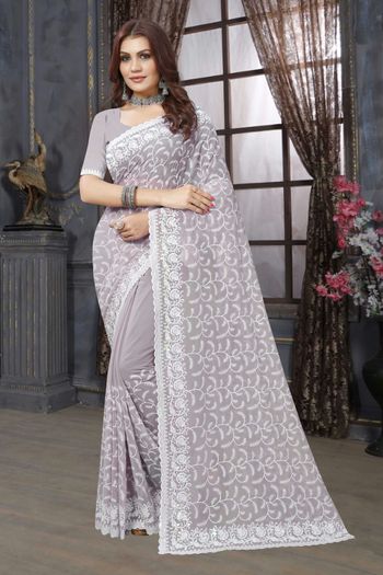 Georgette Saree with Embroidery work SR05649497