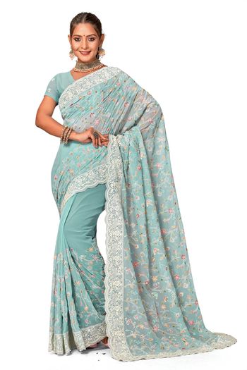 Georgette Saree with Embroidery work SR05649331