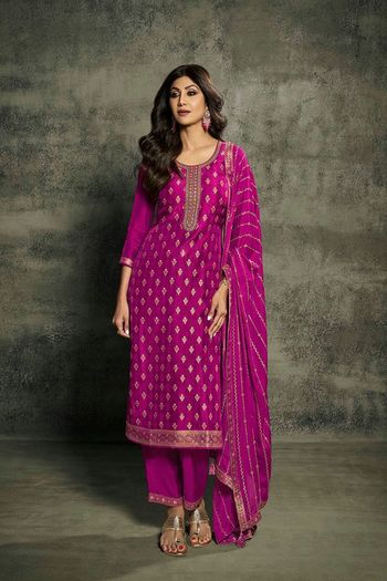 Jacquard Salwar Suit with Embroidery work SM05649140