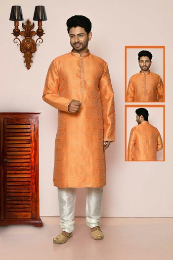 Silk Readymade kurta and pajama with Embroidery work MNT05649078