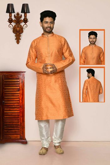 Silk Readymade kurta and pajama with Embroidery work MNT05649083