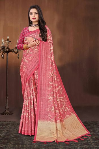 Silk Saree with Digital Print work SR05649445