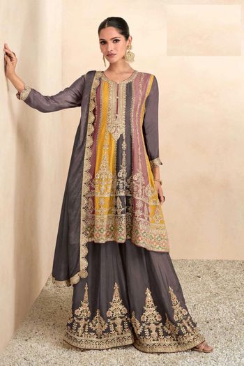 Tussar Silk Salwar Suit with Embroidery work SM05649154