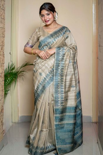 Tussar Silk Saree with Woven work SR05649235