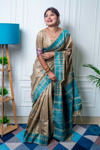 Tussar Silk Saree with Woven work SR05649238