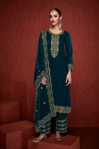 Velvet Salwar Suit with Embroidery work SM05649144