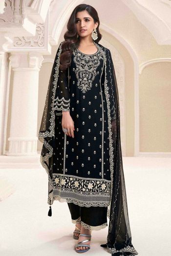 Silk Chiffon Semi Stitched Palazzo Pant Suit SM05351165