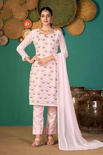 Pink Color Georgette Straight Palazzo Salwar Suit – Joshindia