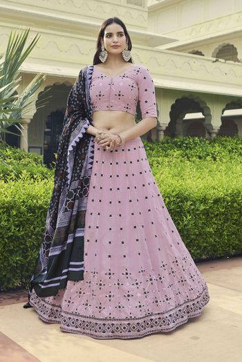 Georgette Thread, Zari, Sequence, Zarkan Lehenga Choli LD05646318