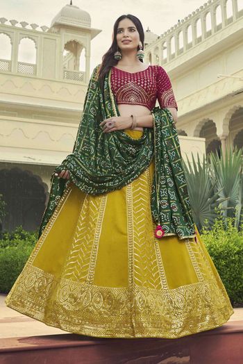 Georgette Embroidery Lehenga Choli In Flourecent Green Colour LD3211036 A