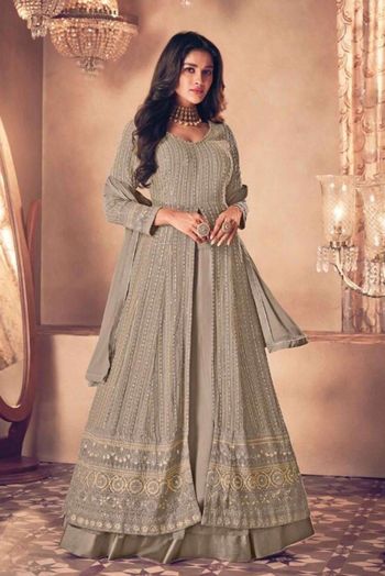 Silk Blend Embroidery Anarkali Suit In Light Pink Colour - SM4452236