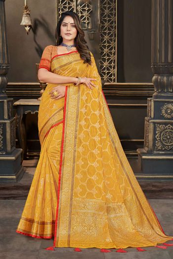 Silk Woven Saree In Gold Colour - SR0074780