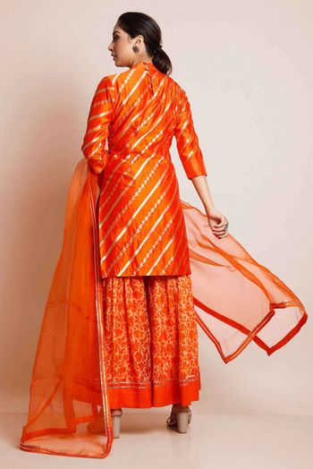 Stitched Art Silk Woven Sharara Suit In Orange Colour - SS5416433