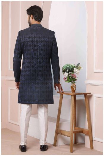 Velvet And Jacquard Silk Sherwani