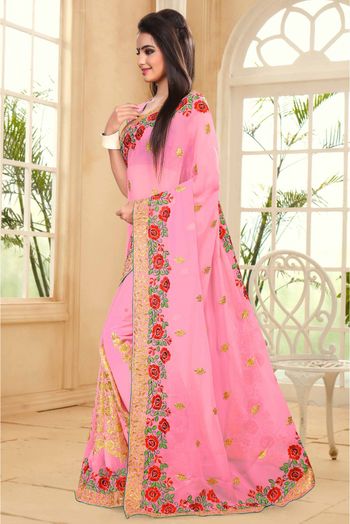Georgette Party Wear Saree In Pink Colour - SR1540030