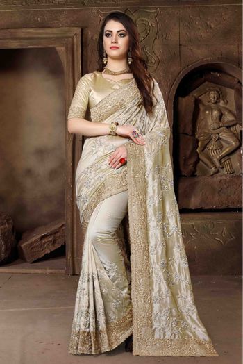 Silk Designer Saree In Off White Colour - SR1541339