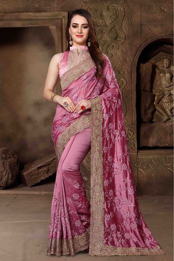 Silk Designer Saree In Pink Colour - SR1541335