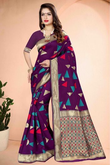 Banarasi Art Silk Traditional Saree In Purple Colour - SR1542698