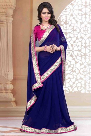 Georgette Saree In Blue Colour - SR1542733