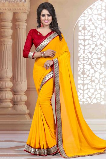 Georgette Saree In Mustard Colour - SR1542736