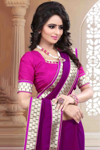 Georgette Saree In Violet Colour