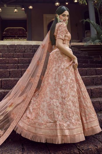 Georgette Sequins Work Lehenga Choli In Peach Colour - LD4900405