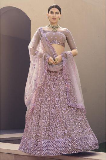 Soft Net Sequins Work Lehenga Choli In Lilac Colour