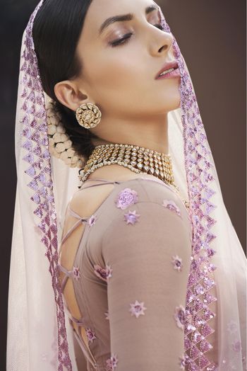 Soft Net Sequins Work Lehenga Choli In Lilac Colour