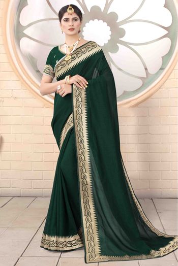 Vichitra Silk Designer Saree In Green Colour - SR1542688