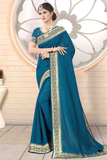 Vichitra Silk Designer Saree In Rama Green Colour - SR1542687