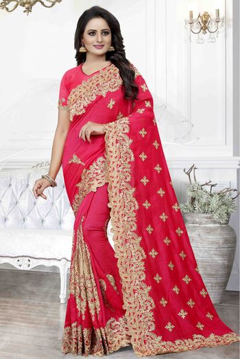 Cherry Silk Designer Saree In Pink Colour - SR1541663