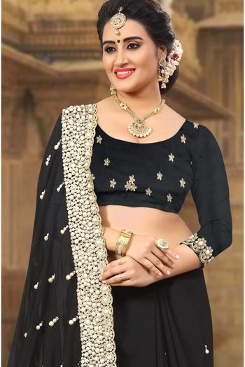 Georgette Designer Saree In Black Colour - SR4690048