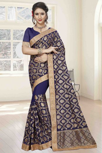 Georgette Designer Saree In Blue Colour - SR4690020