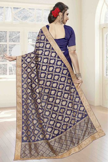Georgette Designer Saree In Blue Colour - SR4690020