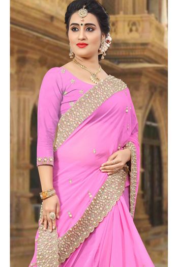 Georgette Designer Saree In Pink Colour - SR4690054