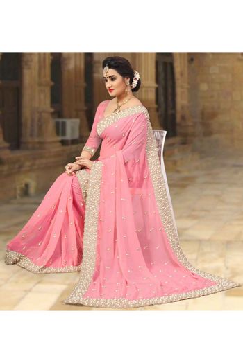 Georgette Designer Saree In Pink Colour - SR4690055