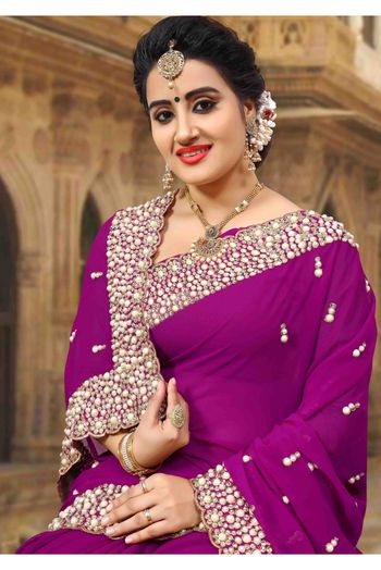 Georgette Designer Saree In Violet Colour - SR4690050