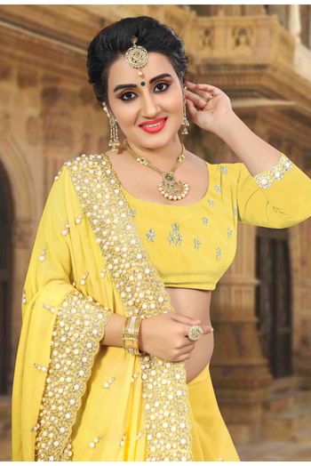 Georgette Designer Saree In Yellow Colour - SR4690057