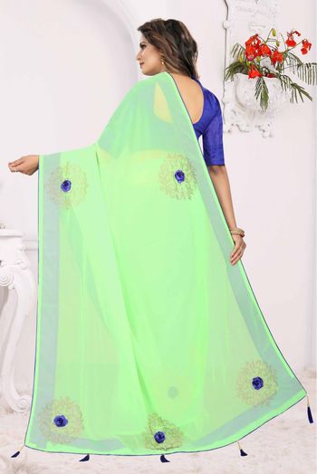 Georgette Traditional Saree In Light Green Colour