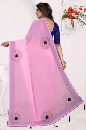 Georgette Traditional Saree In Pink Colour - SR1541900