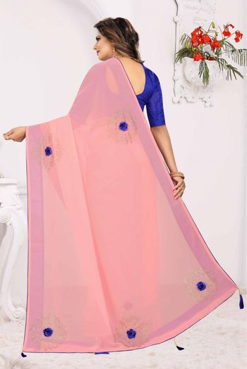 Georgette Traditional Saree In Pink Colour - SR1541903