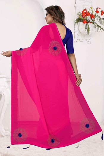 Georgette Traditional Saree In Pink Colour - SR1541905