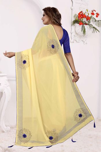 Georgette Traditional Saree In Yellow Colour