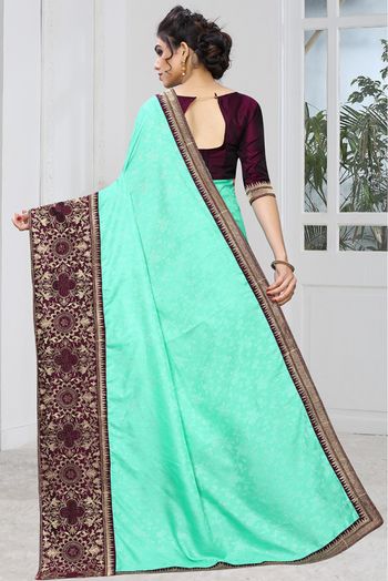 Jacquard Silk Designer Saree In Aqua Blue Colour